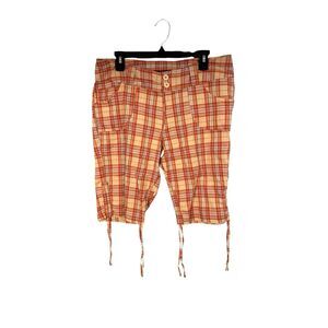 Y2K Orange Plaid Shorts Juniors 15/16 Bermuda DG Skate Street wear Lightweight